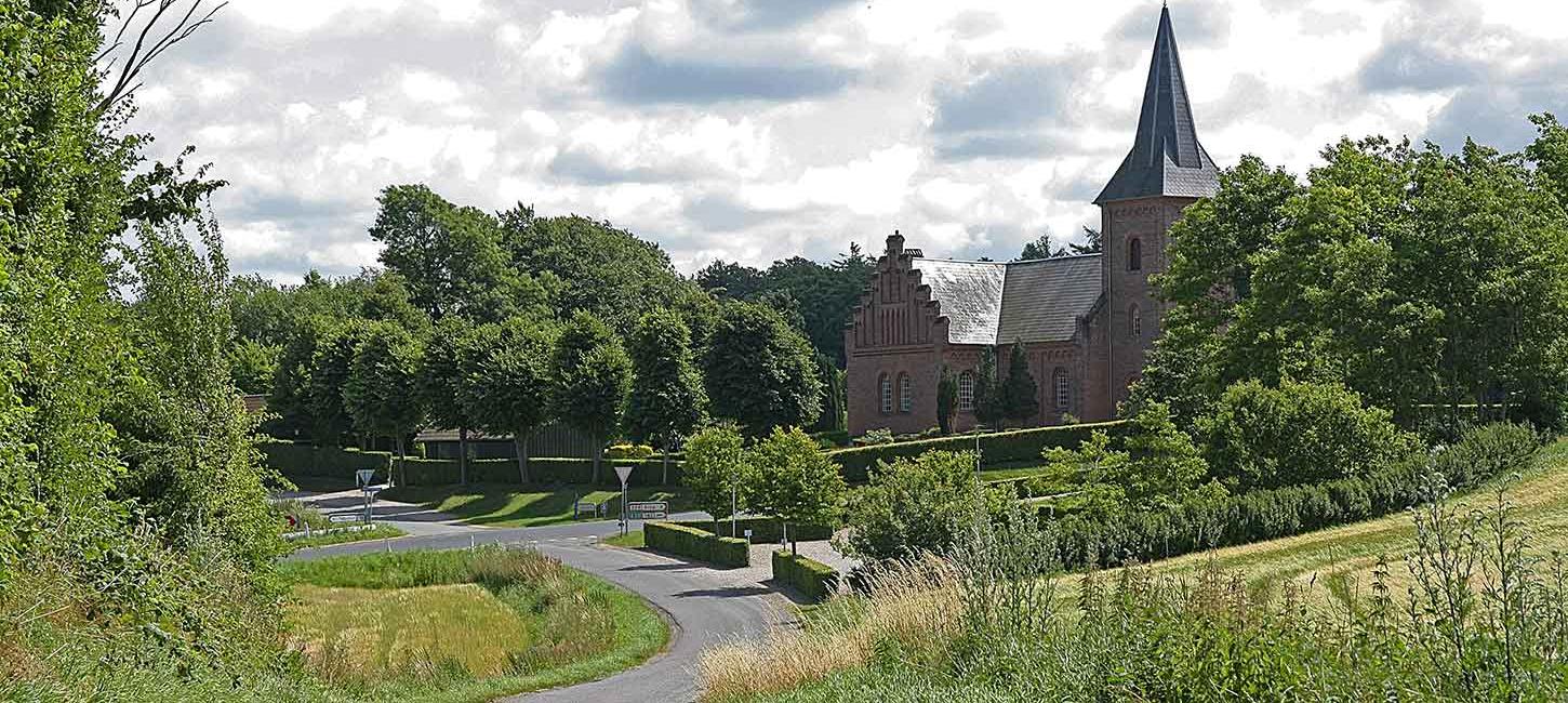 View from the top of the hill to Padesø church on Nordfyn