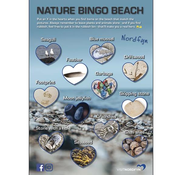 Illustration of the bingo card for the scavenger hunt at the beach