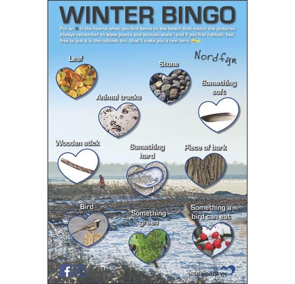 Illustration of the Bingo card for the Winter scavenger hunt