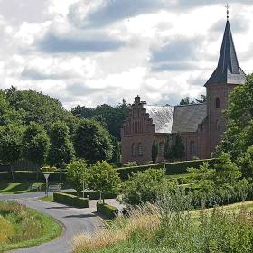 View from the top of the hill to Padesø church on Nordfyn